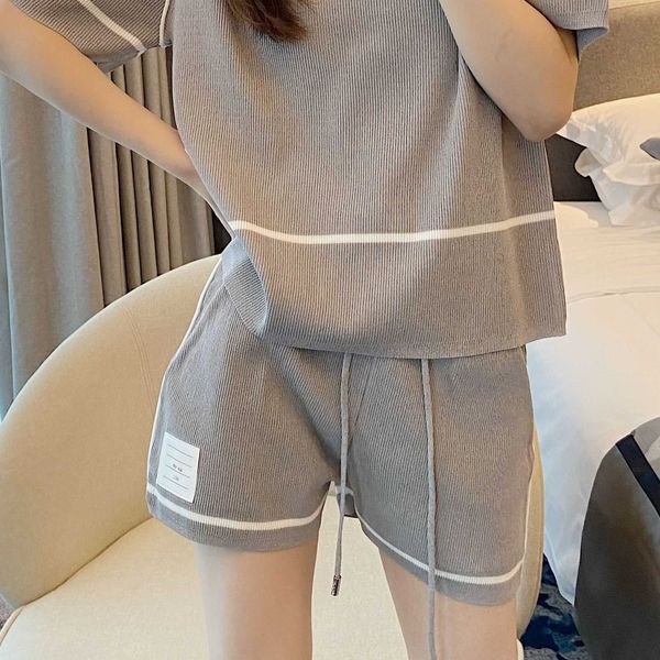 

men's and women's shorts in 2023 summer new fashion designer brand thom sports pants loose high waist slim fit side white bar casu, White;black