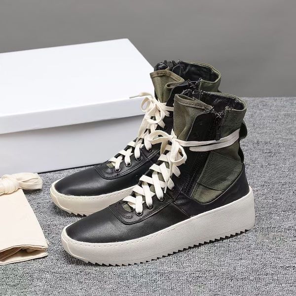 

high god fog man genuine leather army green trainer sneaker boots, Black