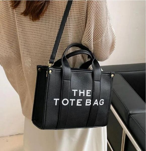 

2023 new marc women tote bag letter pu leather bag diagonal handbag hand shopping bag dajidali, Black;red