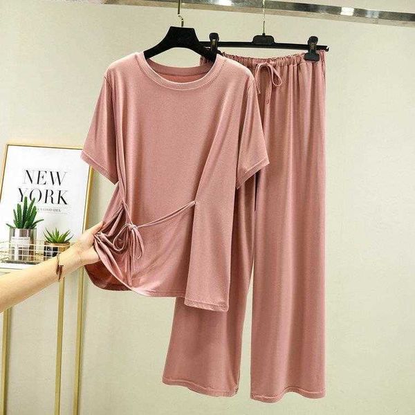 

modal cotton lace up waist controlled slimming short sleeve thin fashion casual