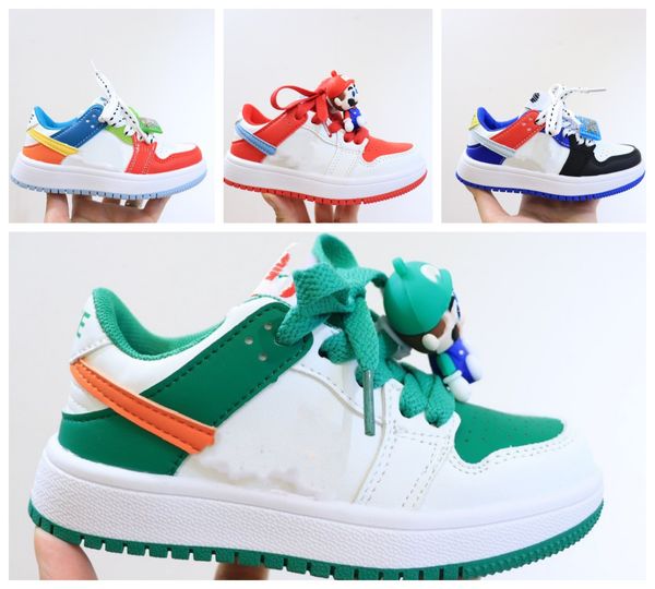

2023 kids running shoes cartoon baby sneakers air af1 children sneaker basketball casual prewalker game character super marie boys girls wal, Black