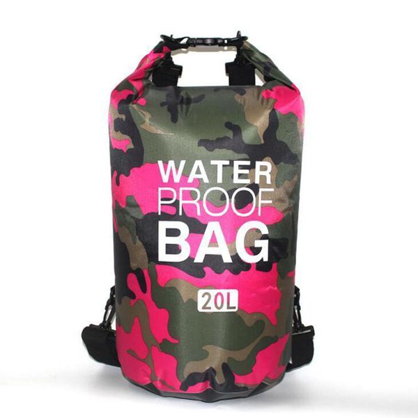 

camouflage waterproof bag dry package outdoor swimming storage bag man rafting sack kayaking drifting river trekking bag 2l to 30l
