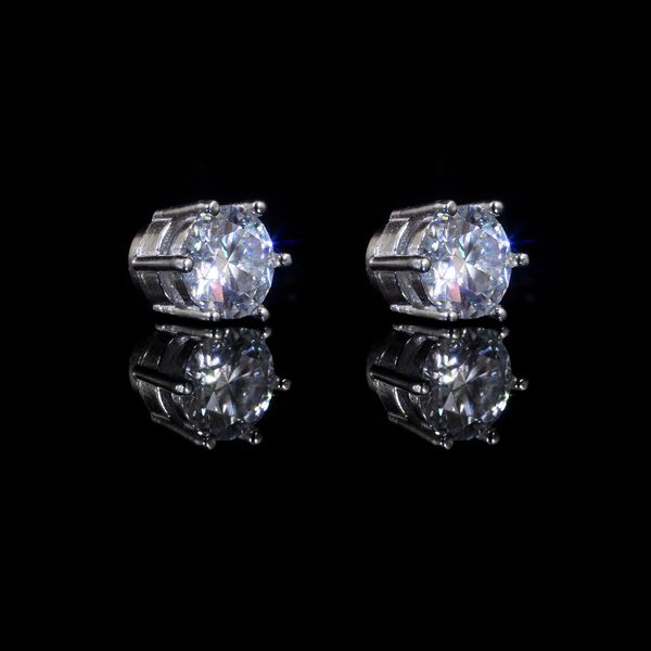 

magnet 925 sterling silver moissanite earrings men ear studs 6.5mm 1ct diamond vvs, Golden;silver
