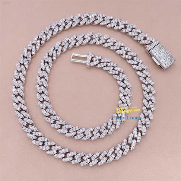 

gra certificate pass diamond tester vvs moissanite diamond 8mm round edged hip hop iced out jewelry cuban link chain necklaces, Silver