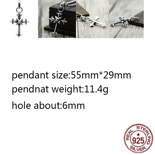 

b25 s925 sterling silver pendant cross flower punk hip hop style personalized classic jewelry gift for lover