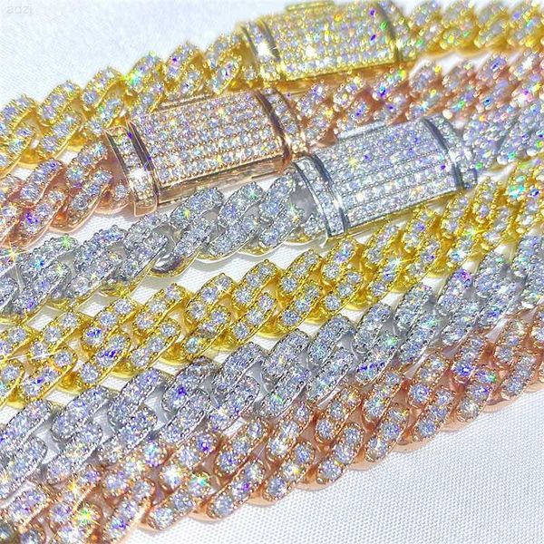

sell vvs moissanite iced out bling hip hop 8mm real gold 10k cuban link chain, Silver