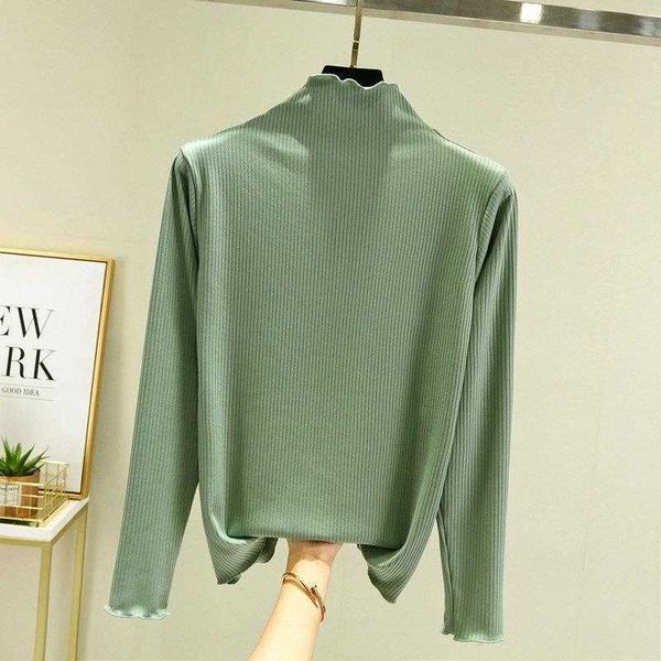 

modal half turtleneck bottoming shirt womens spring autumn winter white long