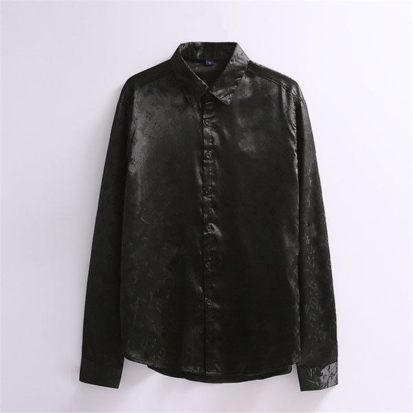 

spring autumn long sleeve designer bowling shirts men fashion geometric letter print button down dress man casual shirt plus oe1q, White;black