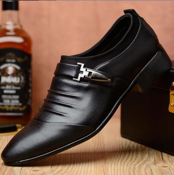 

classic men dress shoes slip on black leather shoes for men plus size point toe business casual men formal shoes for wedding
