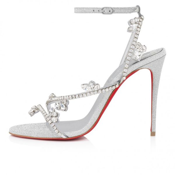 

100 mm sandals - sequined calfskin and pvc - silver try women's shoes beautiful cool, Black