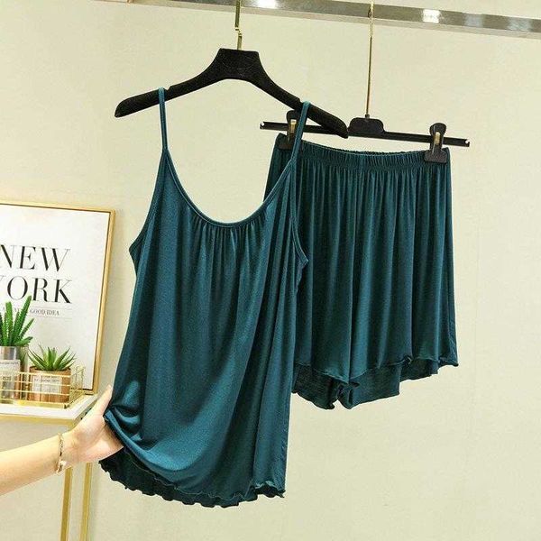 

modal suspender shorts 2 pieces womens large size loose slimming flying