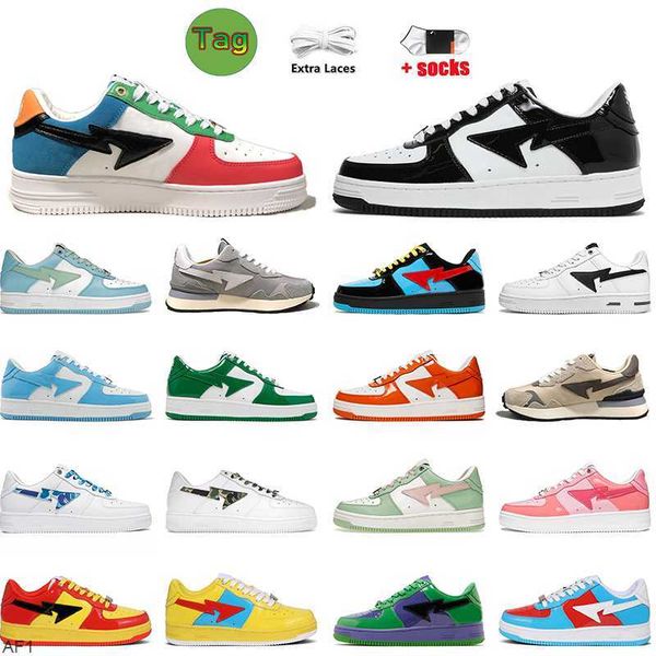 

a bapestas baped bapesta designer casual shoes sk8 sta jjjjound platform sneakers patent leather green black white red blue orange for men w