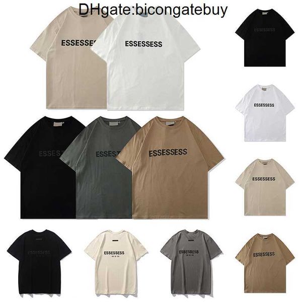 

ess 2023 mens t shirts women designers essent-shirts thick cotton version summer tshirt tees fashion man casual letter polos clothing cloth, White;black