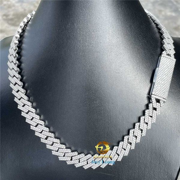 

pass diamond tester 13mm 925 silver vvs moissanite diamond iced out miami cuban link chain necklace custom hip hop jewelry