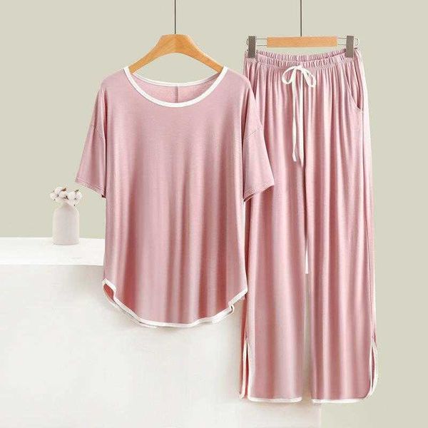 

summer modal cotton loose pajamas suit womens thin short sleeve casual suitable