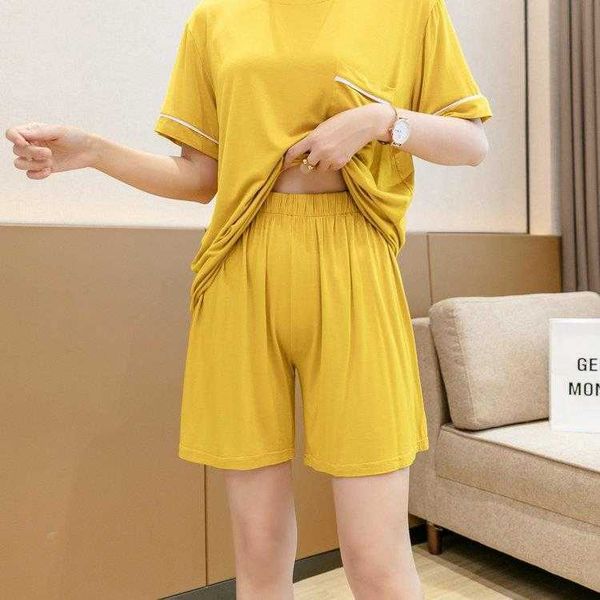 

womens pocket pajamas summer thin modal home house suit outer wear oversized