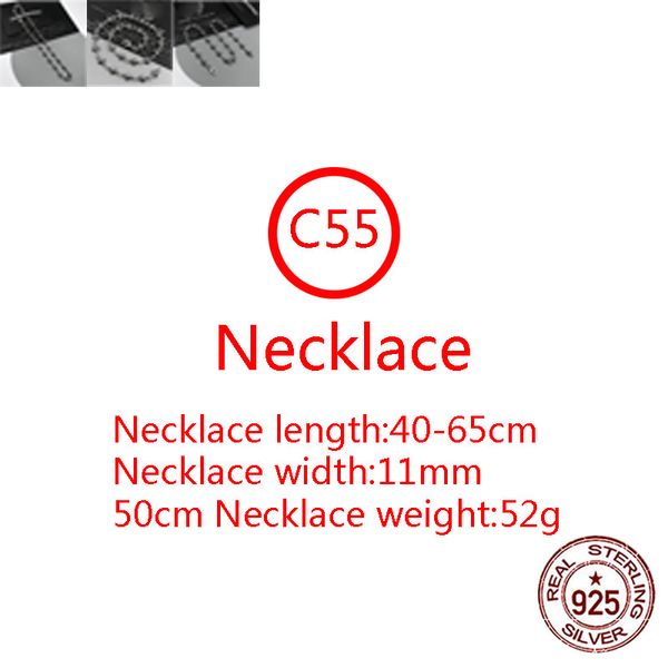 

c55 s925 sterling silver necklace personality cross punk style hip hop bold vintage chain jewelry gift for lover