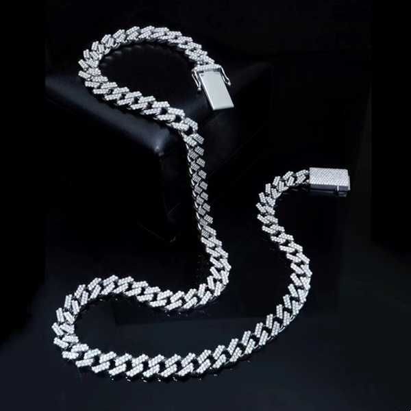 

super september sterling silver 925 white gold men hip hop jewelry bling baguette moissanite ice out diamond miami cuban link chain necklace