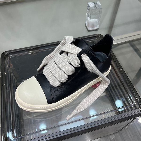

casual shoes men round owens gray 2023 low white genuine leather ro big jumbo lace up thick sole breathable comfortable women