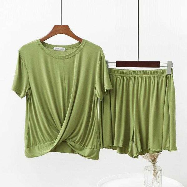 

summer thin loose large size modal unique cross home sleep shorts two piece