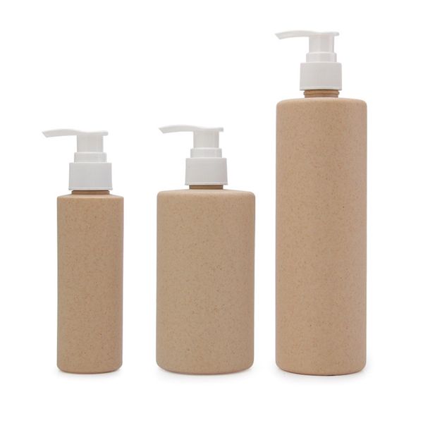 

wheat straw lotion pump bottle pet shampoo shower gel cosmetic container refill facial cleanser bottle