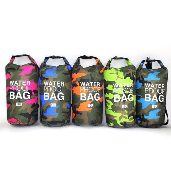 

Outdoor waterproof bag snorkeling bag Rafting Travel Handbag Storage Bag Beach Seaside Backpack PVC Waterproof Bags 5-30L, 10l- sapphire blue camo