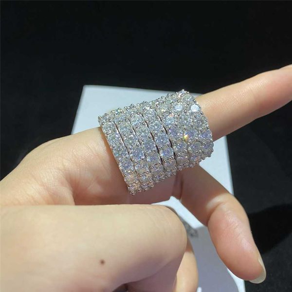 

wholesale moissanite jewelry rings 925 sterling silver vvs full moissanite eternity wedding band ring with certificate, Golden;silver