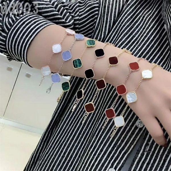 

100% silver designer classic lucky clover charm bracelets van 18k gold plated 5 flowers bracelet for ladies&girls valentine's sweet lov, Golden;silver