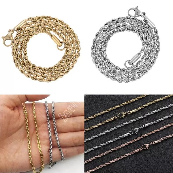 

stainless steel twisted rope chain party favor 3 mm men's and women's hip hop necklace fashion jewelry decoration, Silver