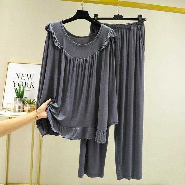 

live broadcast internet early autumn modal cotton womens home pajamas two piece