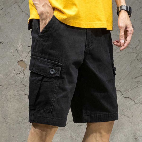 

men's shorts summer cargo 2022 new military tactical outdoor multi-pocket joggers casual cotton loose work pants p230308, White;black