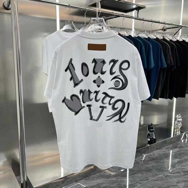 

xinxinbuy men designer tee t shirt paris hand painted graffiti letters short sleeve cotton women red white black xs-2xl, Black;brown