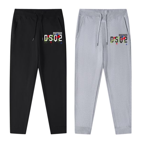 

dsq icond2 leisure fashion trend simple classic letter print couple sports pants dsq icon street fashion round neck cotton pants wk8303-1, Black