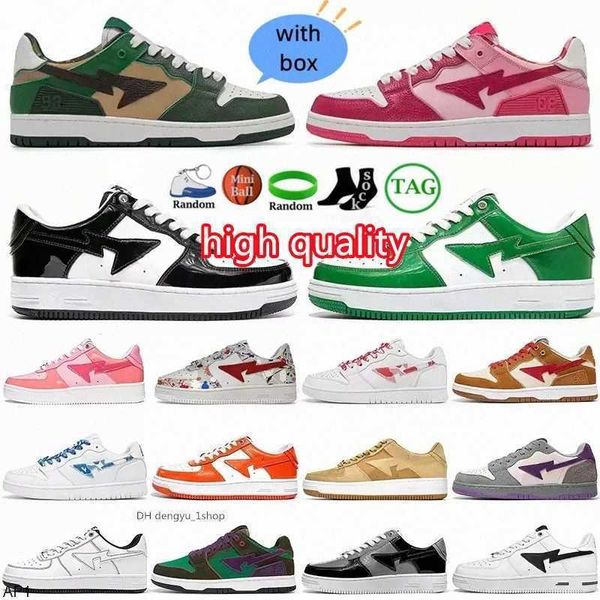 

bapestas baped designer casual shoes platform sneakers bapesta sk8 sta patent leather green black white men women trainers a bathing ape nks