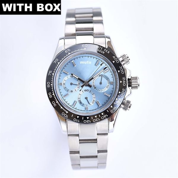 

40mm mens watch designer luminous sapphire watches premium men self winding watch case black ceramic bezel white disc bracelet foldover clas, Slivery;brown