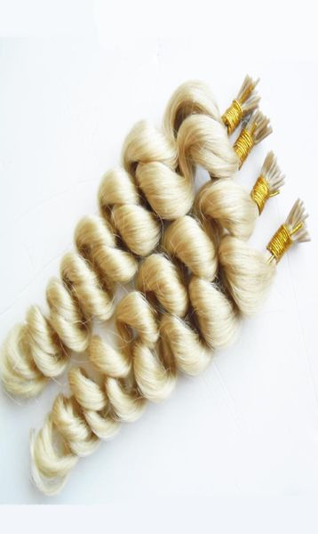 

200pcs i tip hair extensions blonde peruvian loose wave hair 200g pre bonded keratin hair extension on the keratin capsule bundles9678476, Black