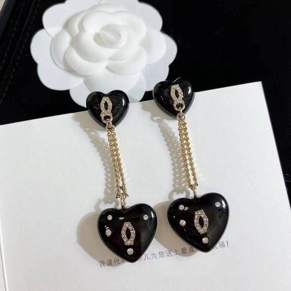 

charm black double heart diamond-encrusted letters, Golden