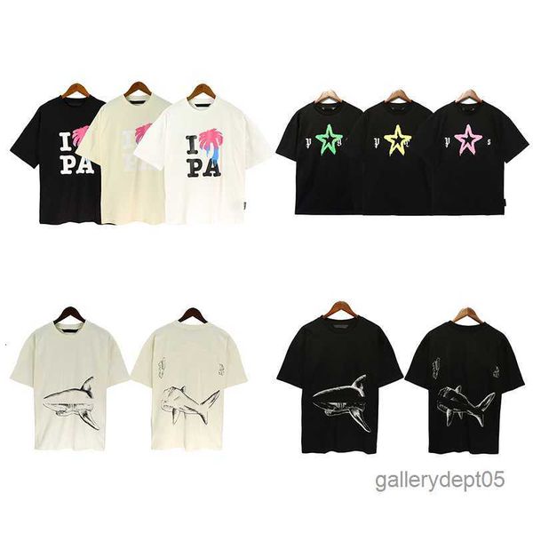 

mens designer shirt palm womens t-shirt new shark coconut print crewneck casual short sleeve size s/m//xlariz, White;black