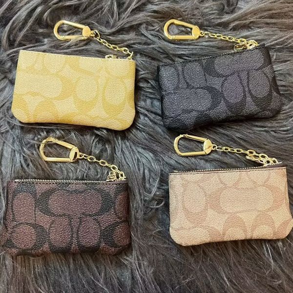 

quality fashion 5 colors key pouch coin purse damier leather holds classical women holder small leather keys wallets with purses, Red;black