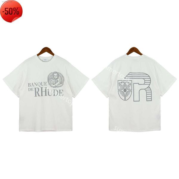 

2023 rhude men's t-shirts designer egyptian line head oversized shirts luxury brand fashion shirt for men casual mens short sleeve tees, Black