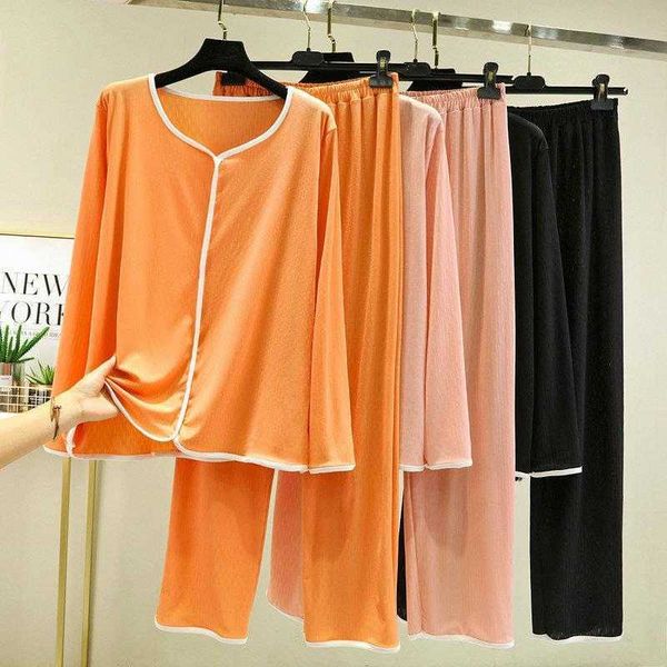

modal cotton pajamas womens spring and summer thin large size loose homewear suit