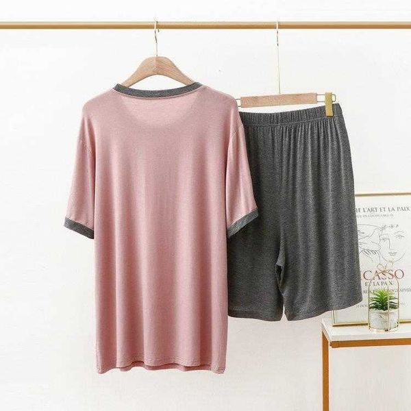 

modal pajamas couples summer thin loose short sleeved shorts can be worn outside
