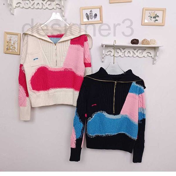 

women's sweaters designer jacquard digital wool correct fall new half zip pullover commuter sweater long sleeve 39xn, White;black