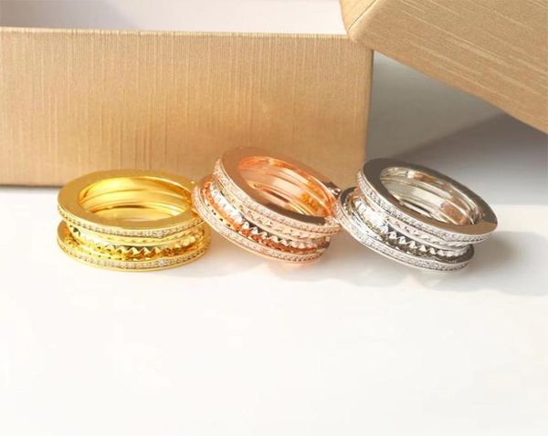 

fashion couple wedding ring 5mm narrow classic design spring gear double sided diamond crystal rings luxury stainless steel rings 9441557, Slivery;golden