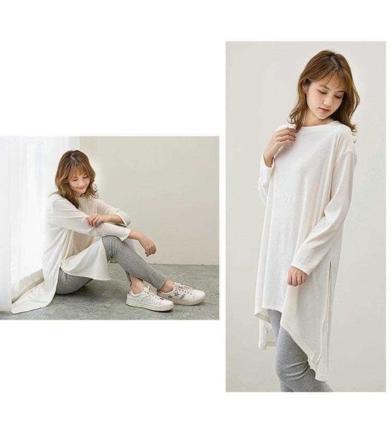 

korean style plus size shirts womens spring clothing round neck loose cotton, White