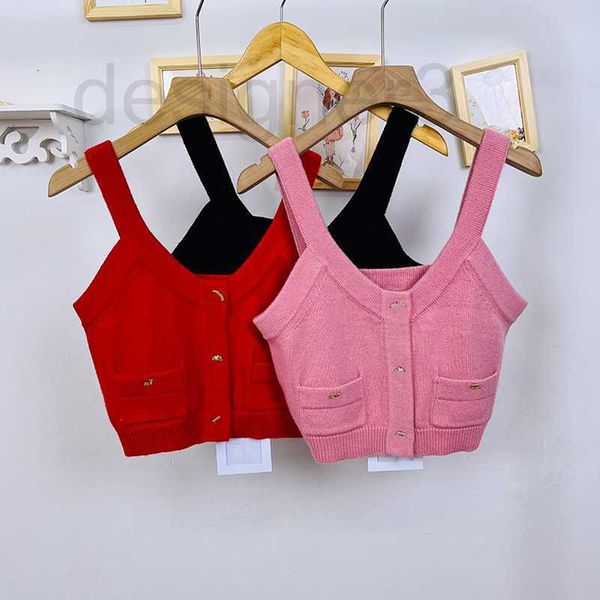 

camisoles & tanks designer high edition summer new chic personalized shape button knitted suspender vest short female gtbu, Black;white
