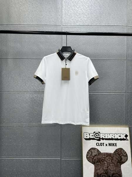 

men's polos 2023 new summer ice silk various colors short sleeve t-shirt high end polo shirt collar 5-3, White;black