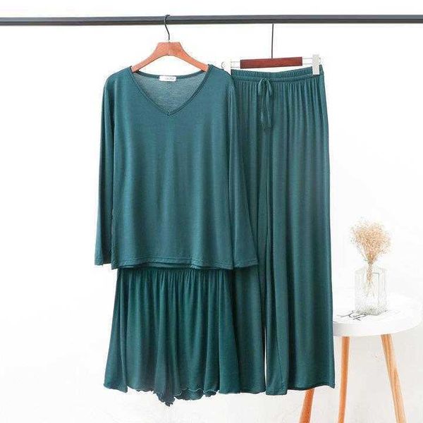 

spring and summer modal cotton pajamas womens long sleeved trousers homewear