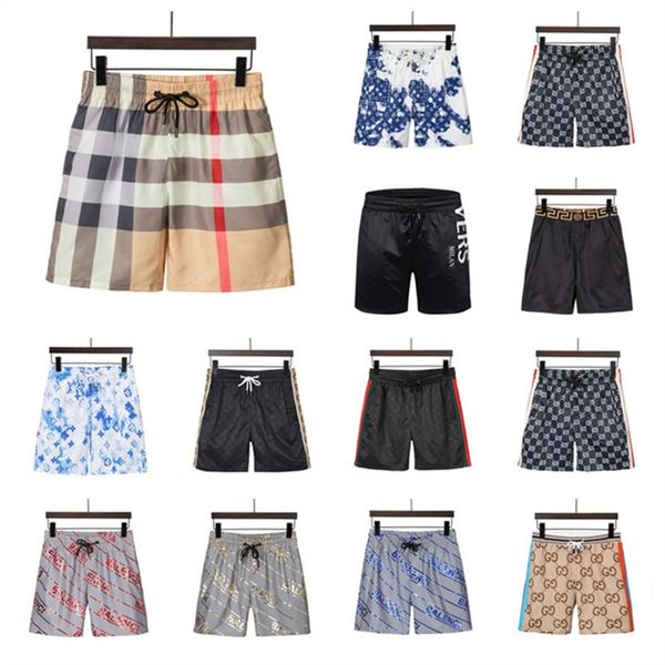 

men's shorts foreign trade high-end new fashion men's designer printed loose elastic lace-up beach pants travel seaside five cent, White;black