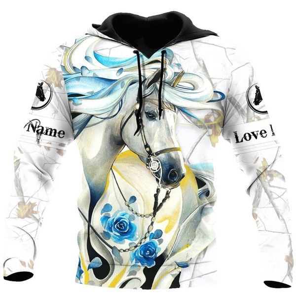 

new personalized name equestrian 3d printed men's hoodie autumn zip hoodie street casual long sleeve sweatshirt, Black